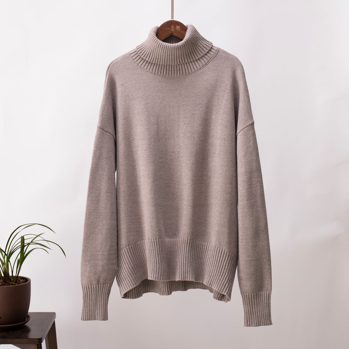 Loose Fit High Neck Knit Sweater