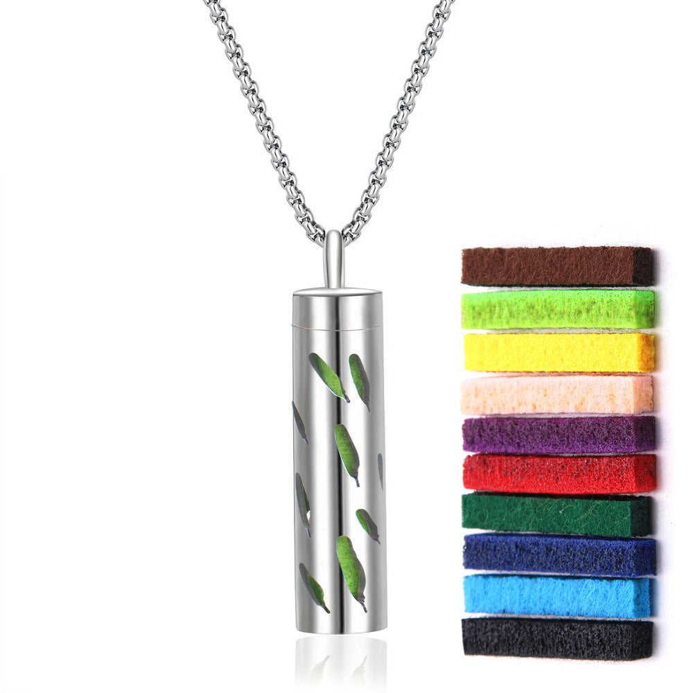 Long strip-shaped stainless steel necklace