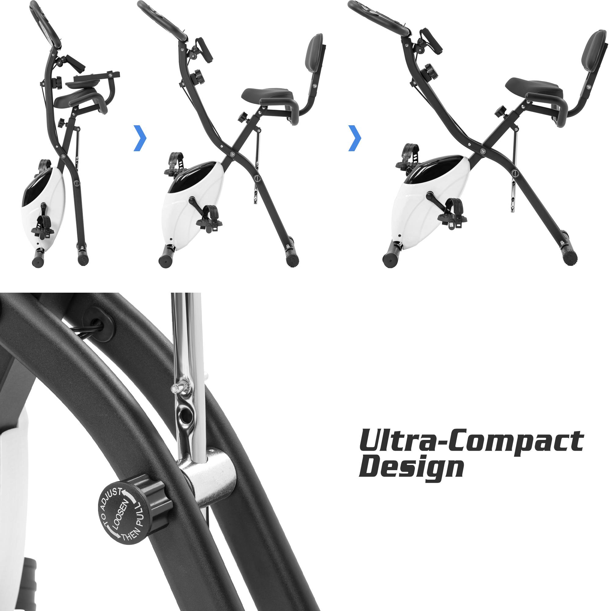Folding Exercise Bike Fitness Upright Recumbent X-Bike With 10-Level