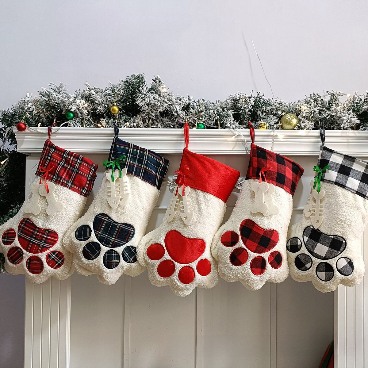 Christmas Plush Bear Paw Hanging Decoration