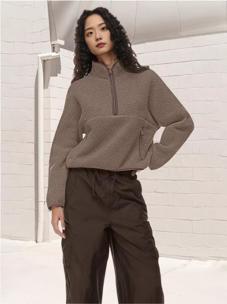 Casual Half-Zip Womens Sweatshirt
