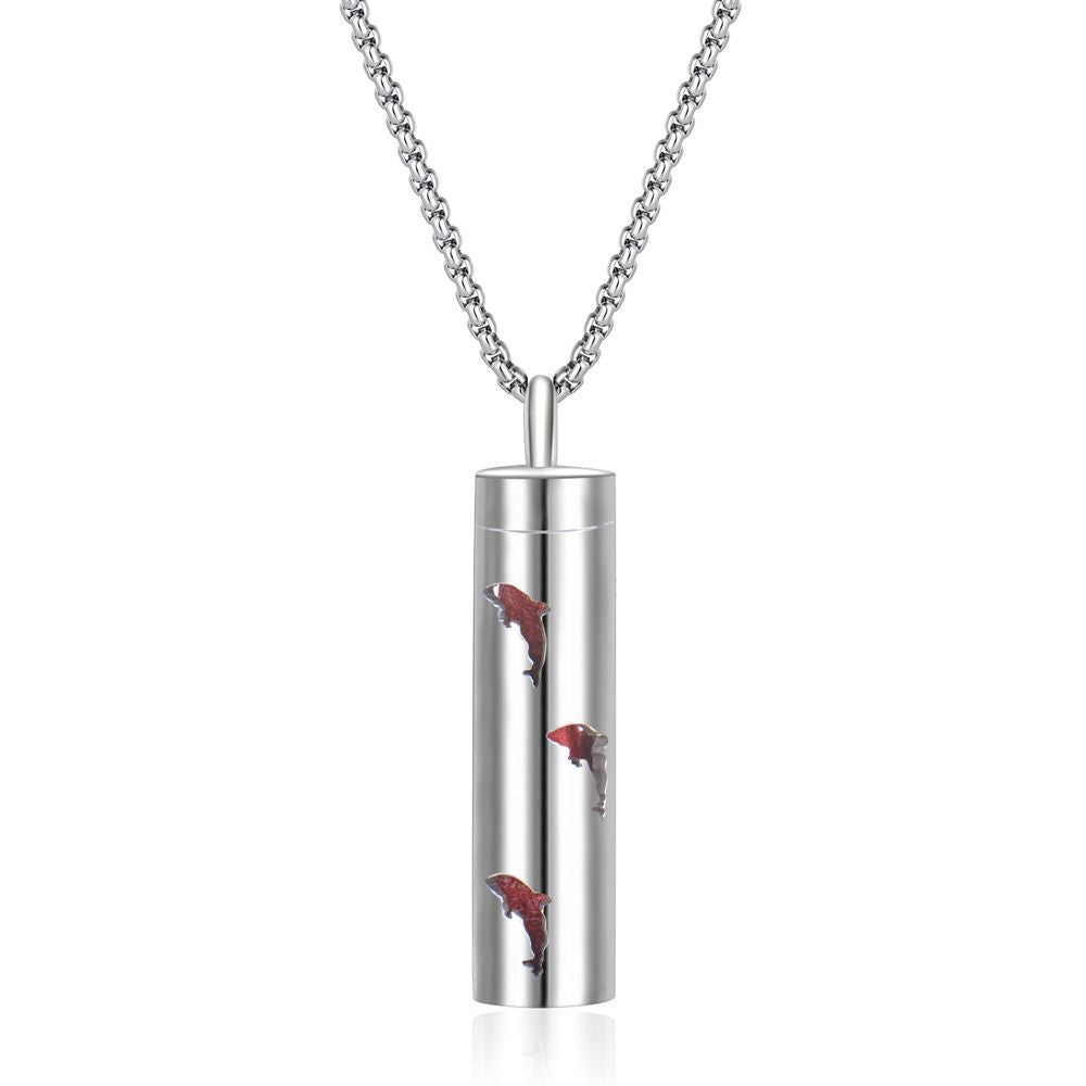 Long strip-shaped stainless steel necklace