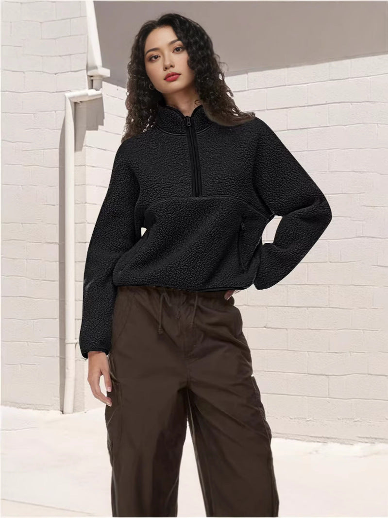 Casual Half-Zip Womens Sweatshirt