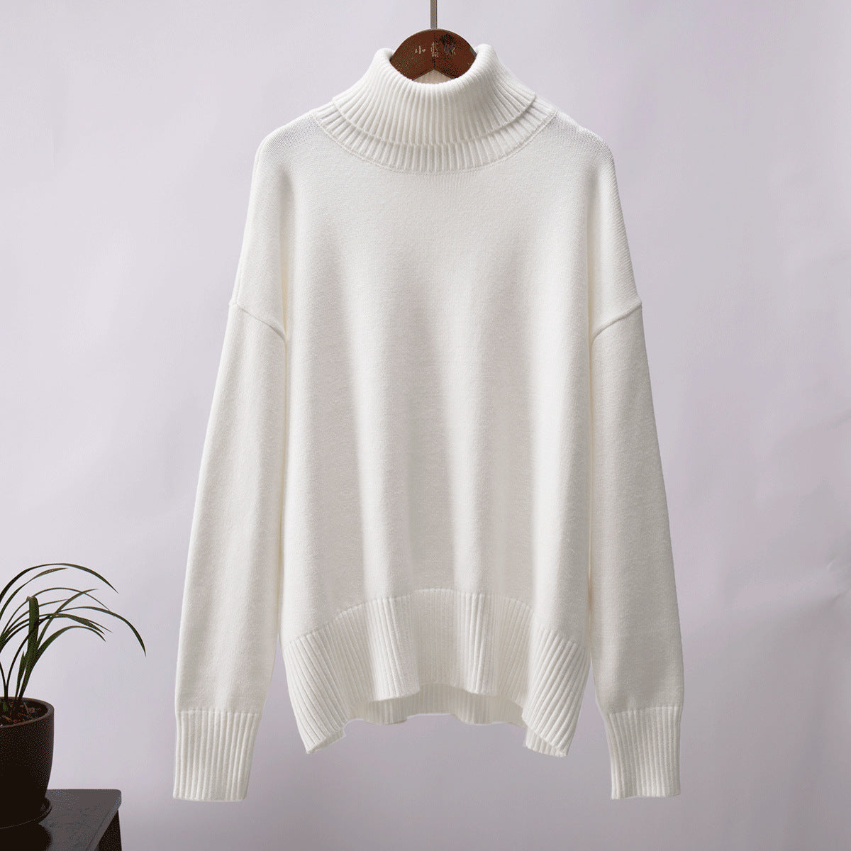 Loose Fit High Neck Knit Sweater
