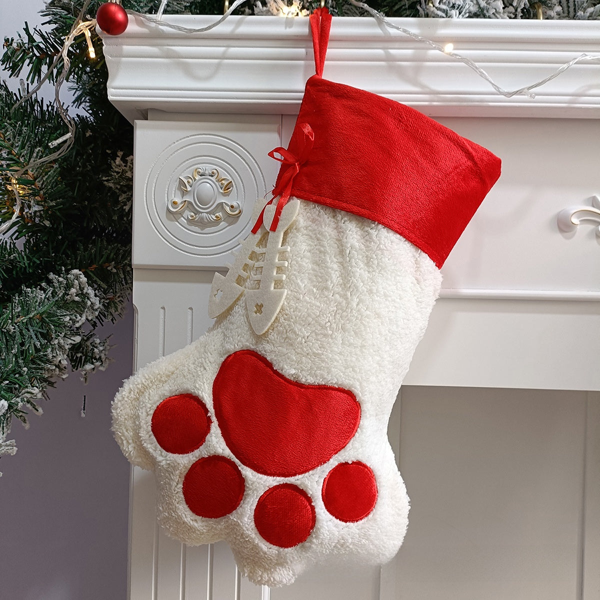 Christmas Plush Bear Paw Hanging Decoration