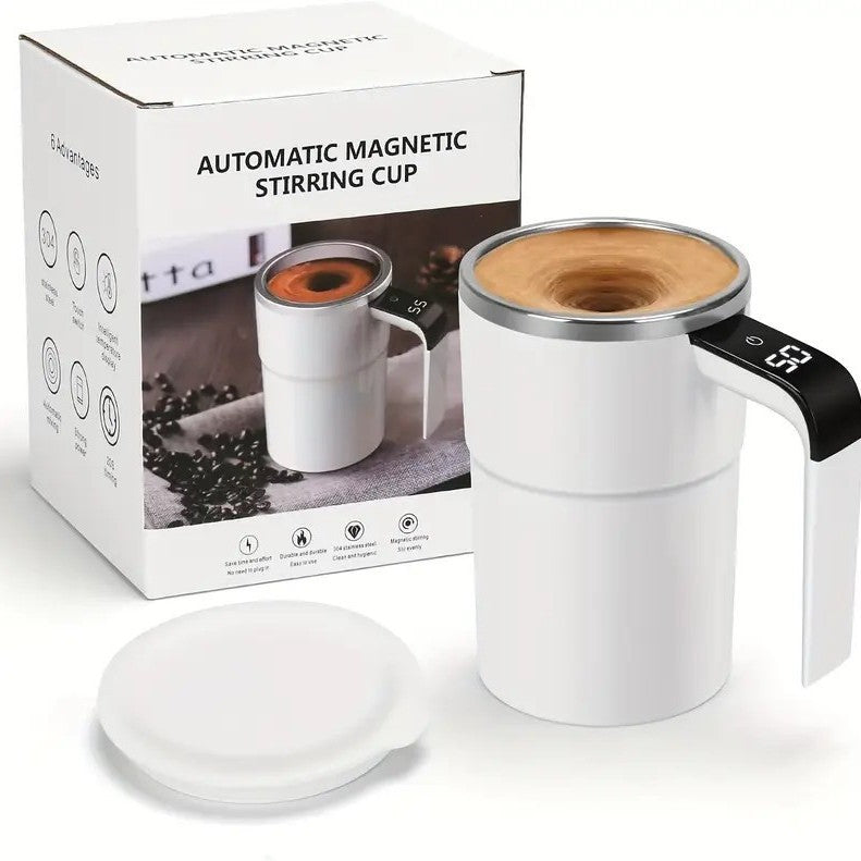 Intelligent temperature measurement, magnetic, and automatic stirring cup