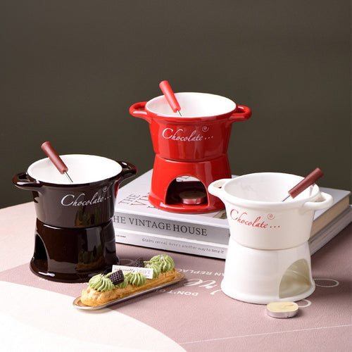 Ceramic Chocolate Melting Cup with Fork