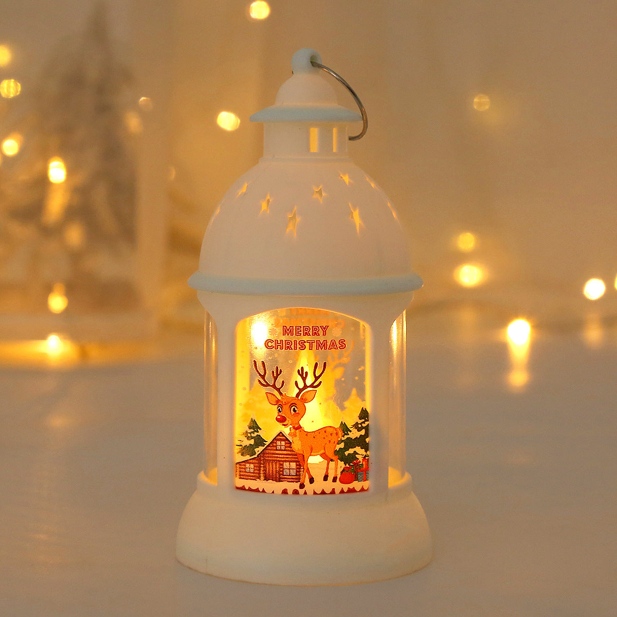 Christmas Decorative Cylinder Wind Light with Santa Snowman Designs
