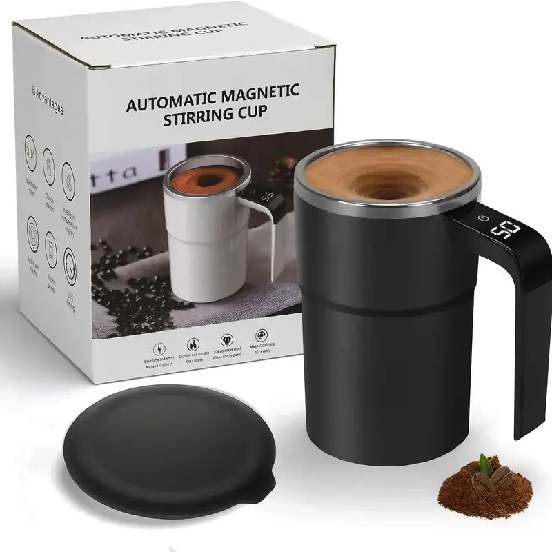 Intelligent temperature measurement, magnetic, and automatic stirring cup