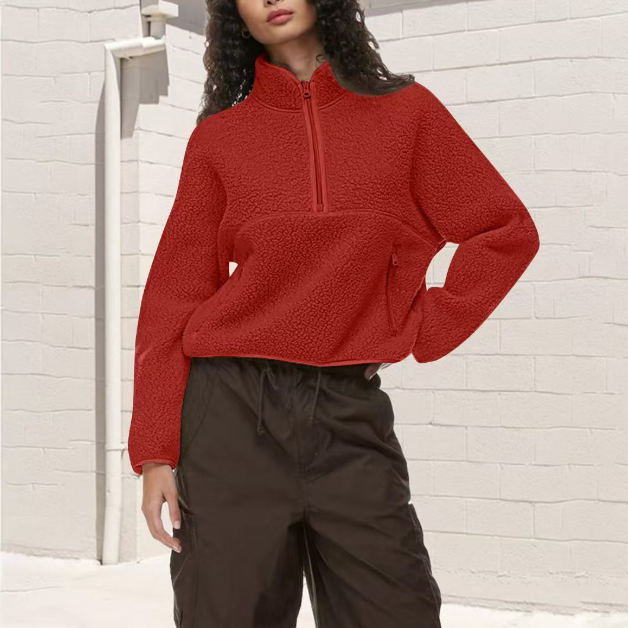 Casual Half-Zip Womens Sweatshirt