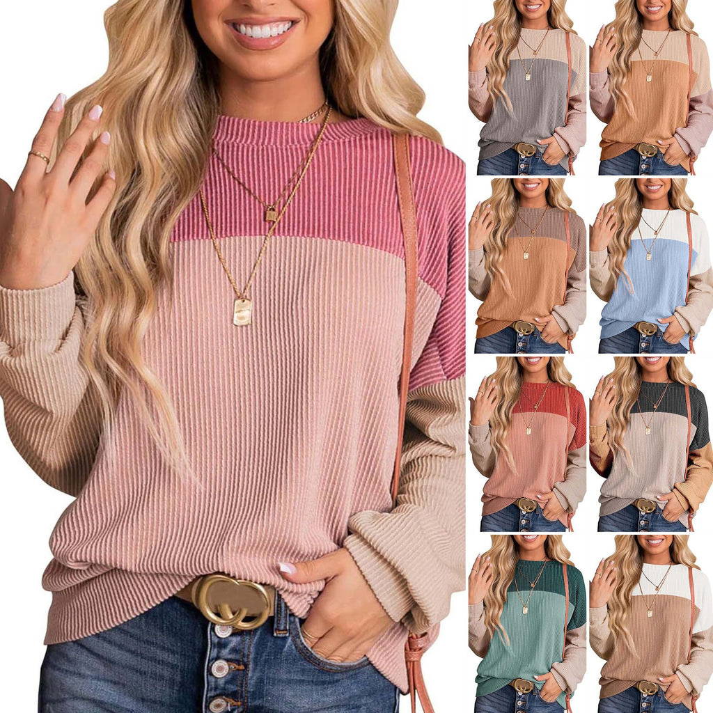 Women's Casual Color-Block Knit Sweater