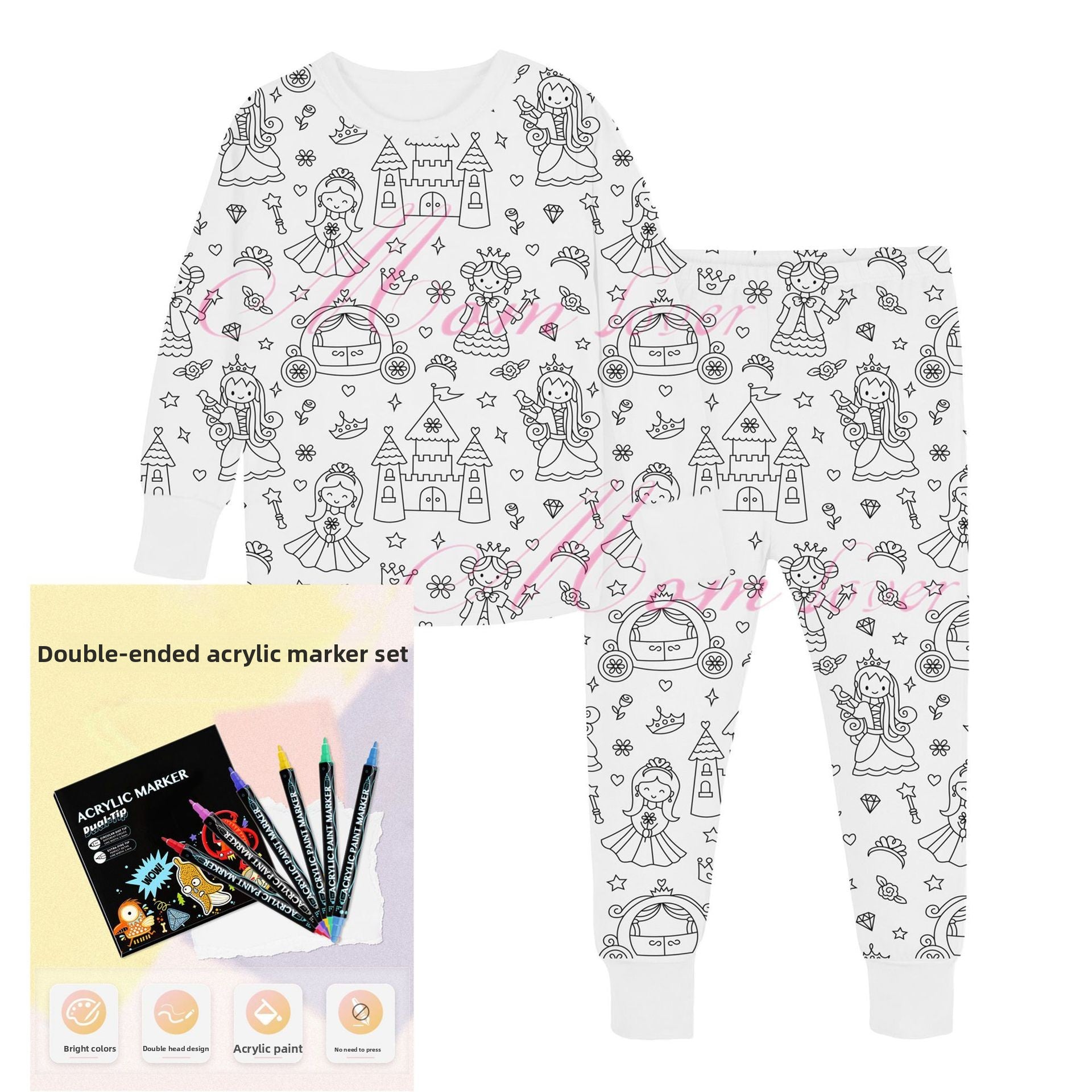 Kids' DIY Colorable Pajama Set with Marker Pen