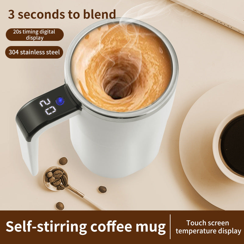Intelligent temperature measurement, magnetic, and automatic stirring cup