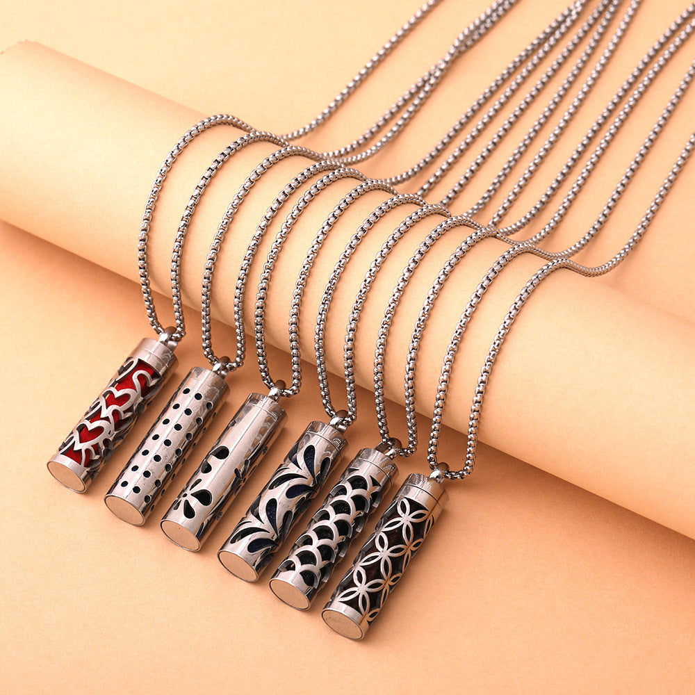Long strip-shaped stainless steel necklace