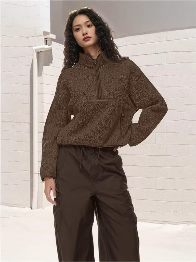 Casual Half-Zip Womens Sweatshirt