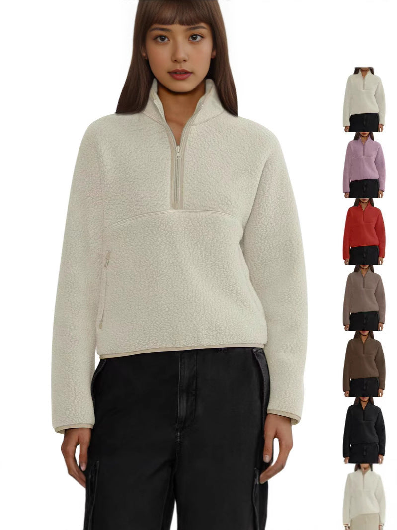 Casual Half-Zip Womens Sweatshirt