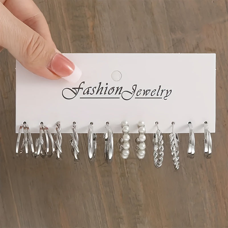 Geometric Metal Women's Earrings Set