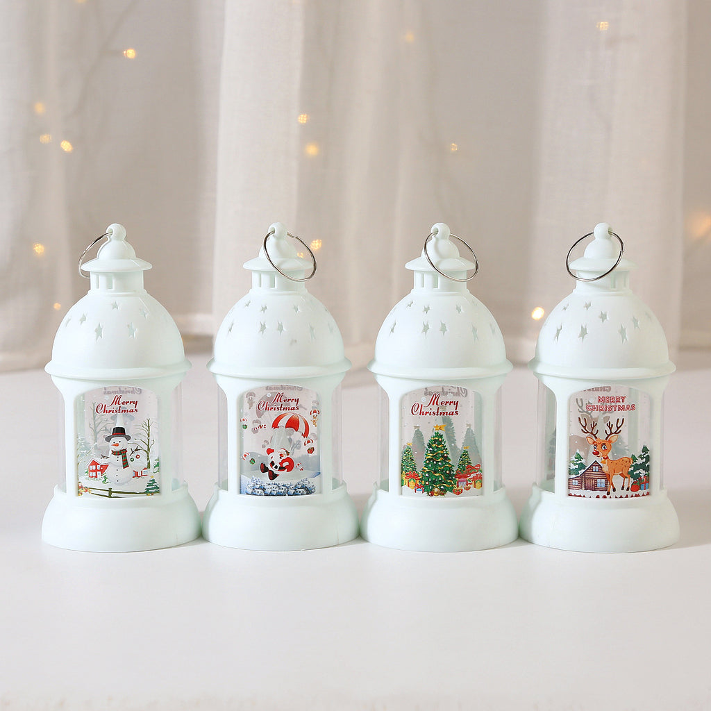 Christmas Decorative Cylinder Wind Light with Santa Snowman Designs