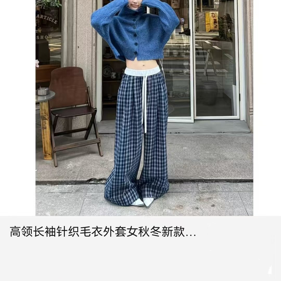 Loose Fit High Neck Long Sleeve Knit Cardigan Sweater