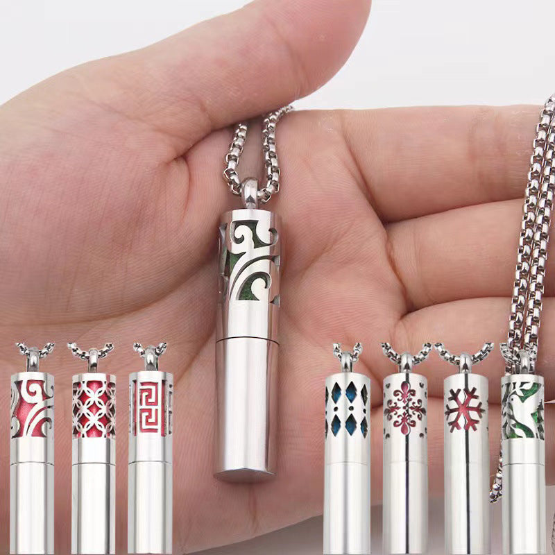 Long strip-shaped stainless steel necklace
