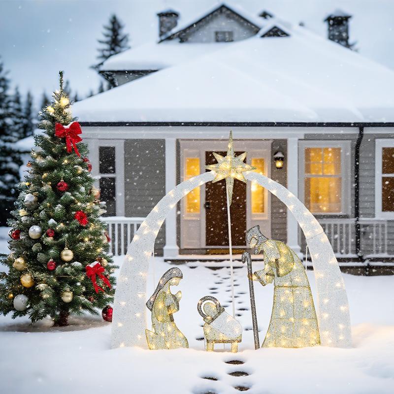 Nativity Scene Warm White Always Bright Decoration Christmas Religious Scene Indoor And Outdoor Atmosphere Faith Decorations