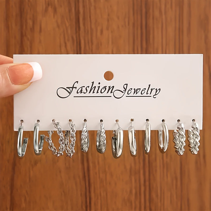 Geometric Metal Women's Earrings Set