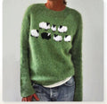 Round neck color matching loose pullover sweater