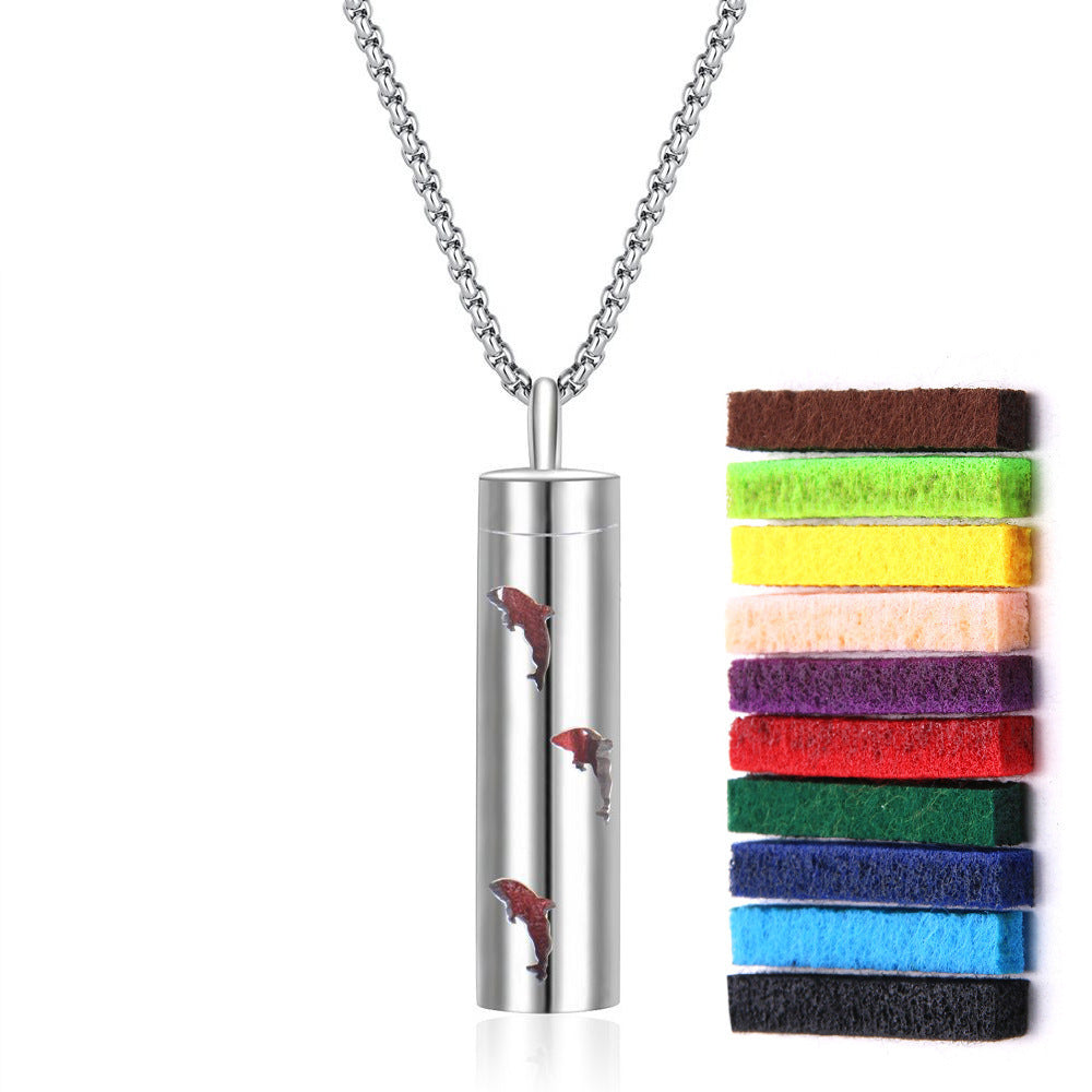 Long strip-shaped stainless steel necklace