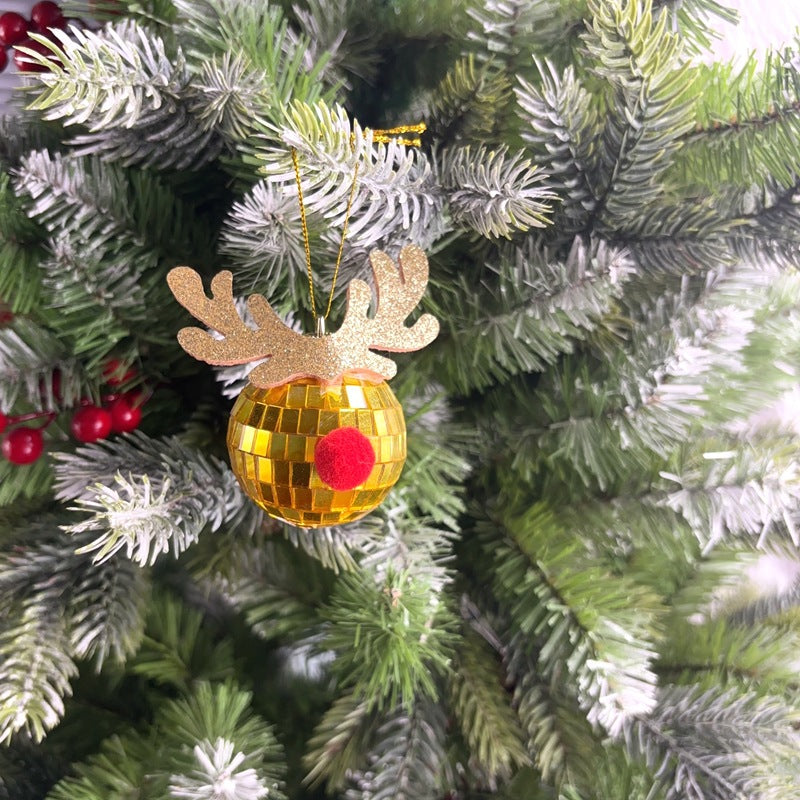 Mirror Elk Horn Christmas Ball Tree Decoration Pendant