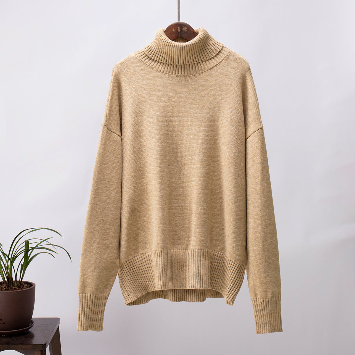 Loose Fit High Neck Knit Sweater