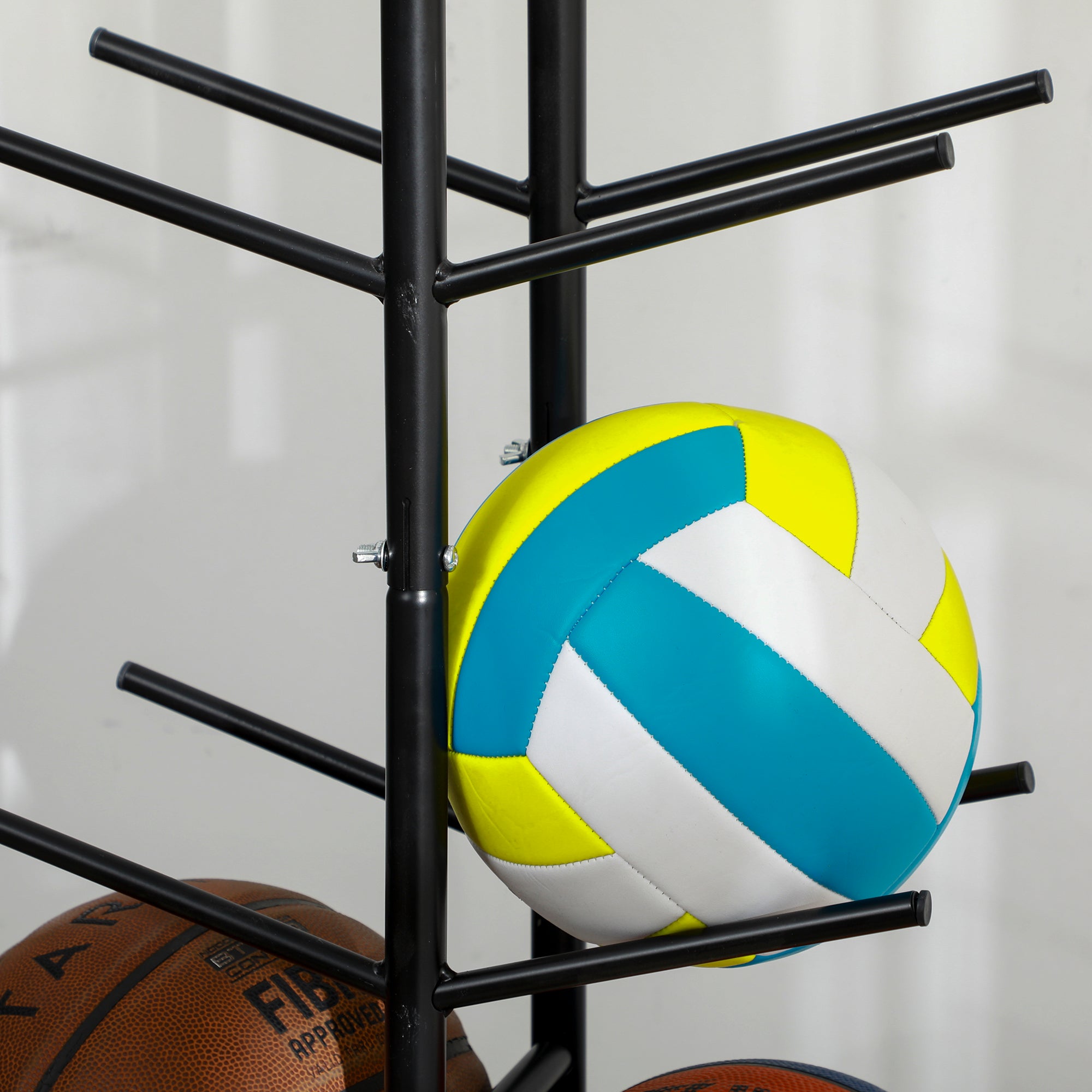 12-Ball Sports Rack, Ball Holder Basketball Rack for Garage, Classroom or Gym, Athletic Gear Organizer