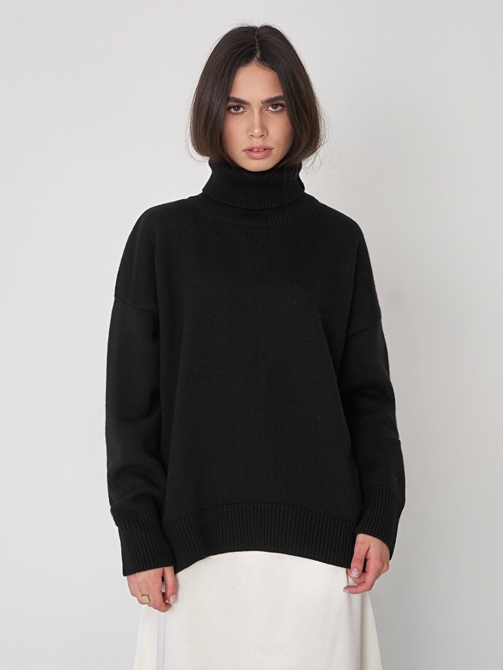 Loose Fit High Neck Knit Sweater