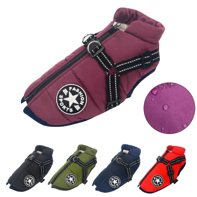 Dog Winter Cotton Clothes Waterproof Reflective Pet Apparel
