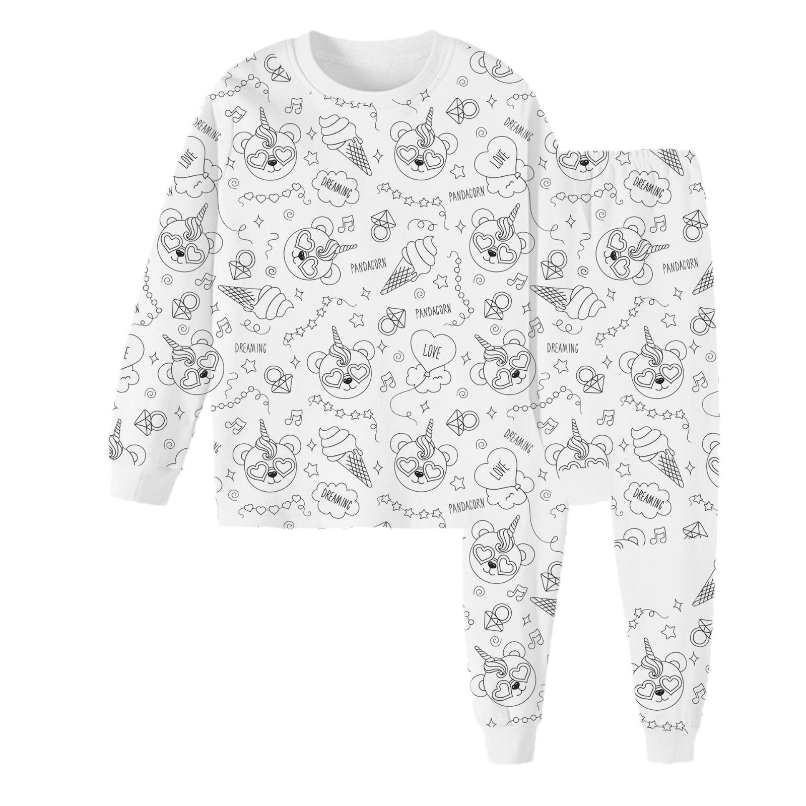 Kids' DIY Colorable Pajama Set with Marker Pen