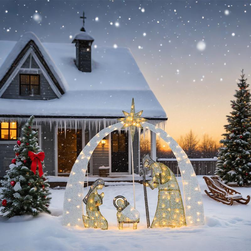 Nativity Scene Warm White Always Bright Decoration Christmas Religious Scene Indoor And Outdoor Atmosphere Faith Decorations