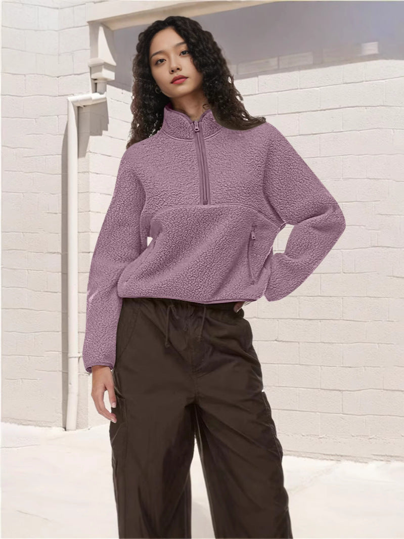 Casual Half-Zip Womens Sweatshirt