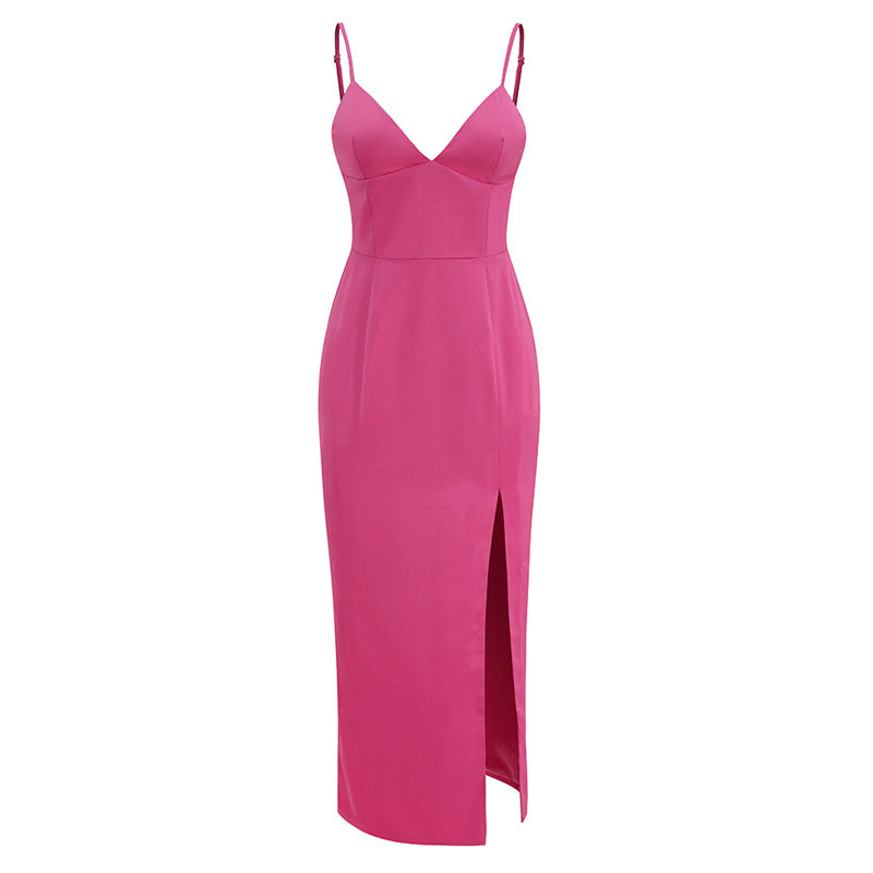 Elegant Bodycon Slit Strap Dress