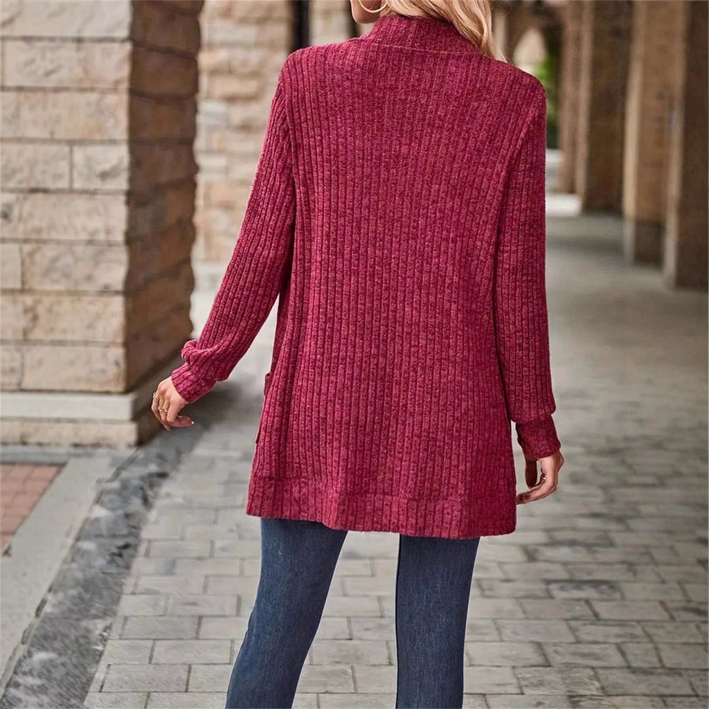 Women's Solid Color Casual Patchwork Long Sleeve Cardigan Jacket