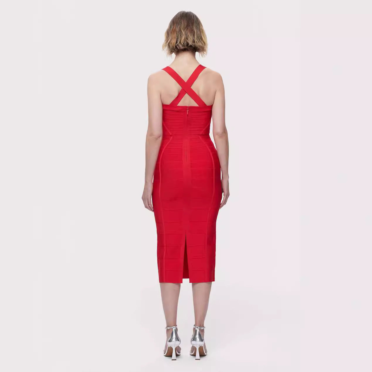 Red Slim-fit Bandage Sling Dress