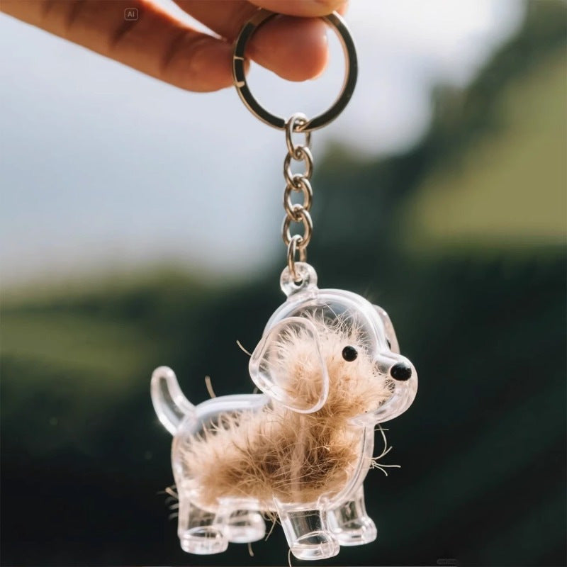 Cartoon Pet Hair Storage Keychain Pendant