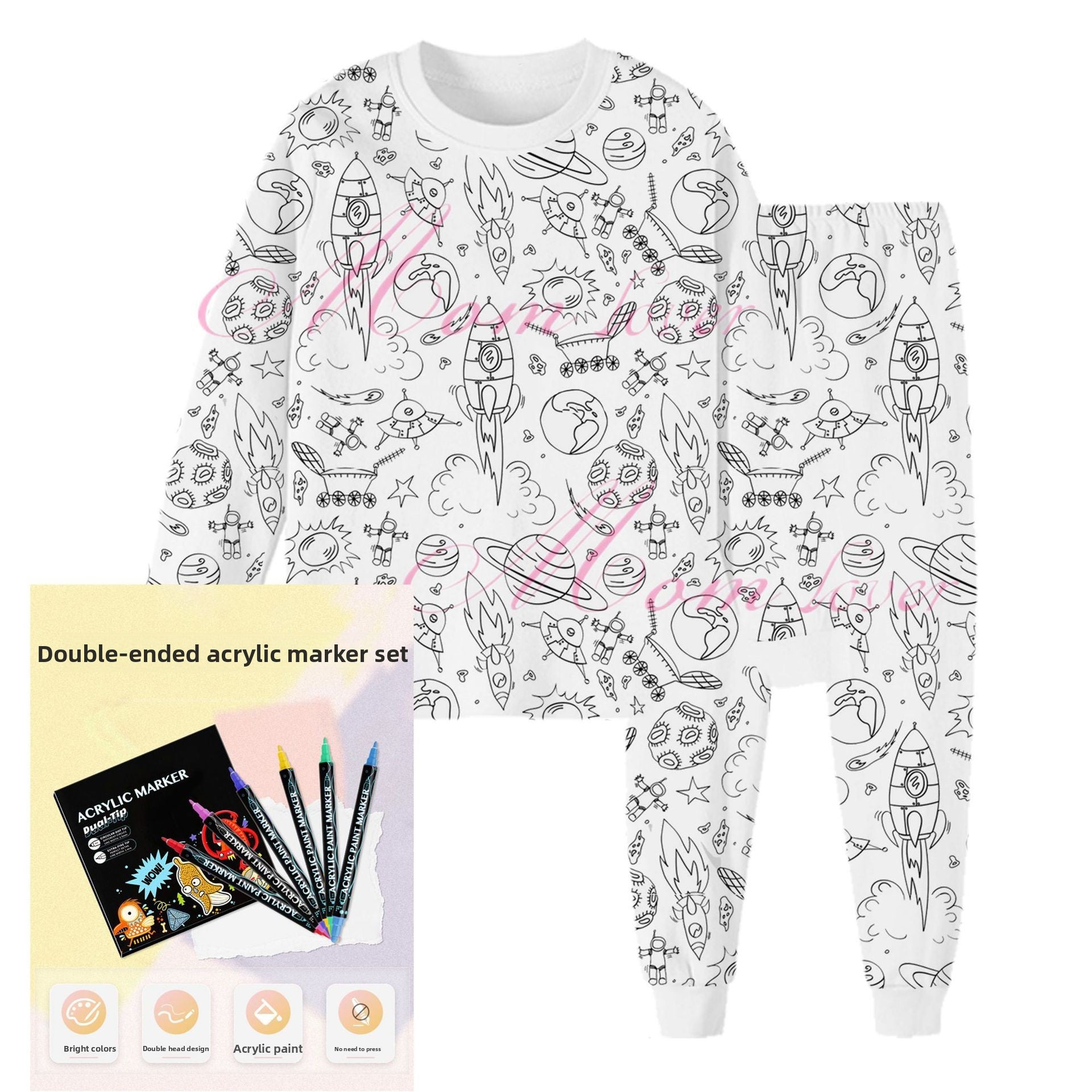 Kids' DIY Colorable Pajama Set with Marker Pen