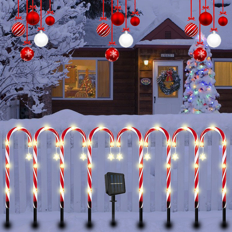 Solar Candy Cane Christmas Lights for Garden Decoration