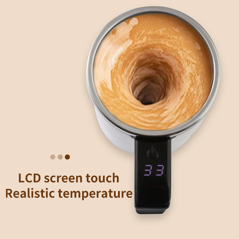 Intelligent temperature measurement, magnetic, and automatic stirring cup