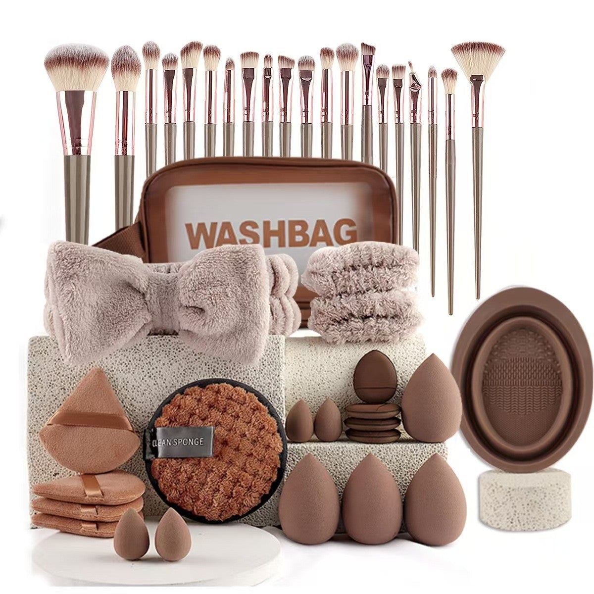 Professional Makeup Brush and Powder Puff Set 46 Pieces