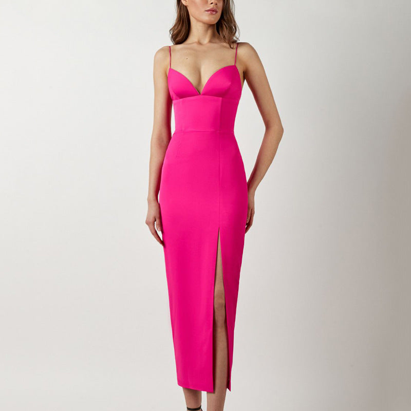 Elegant Bodycon Slit Strap Dress