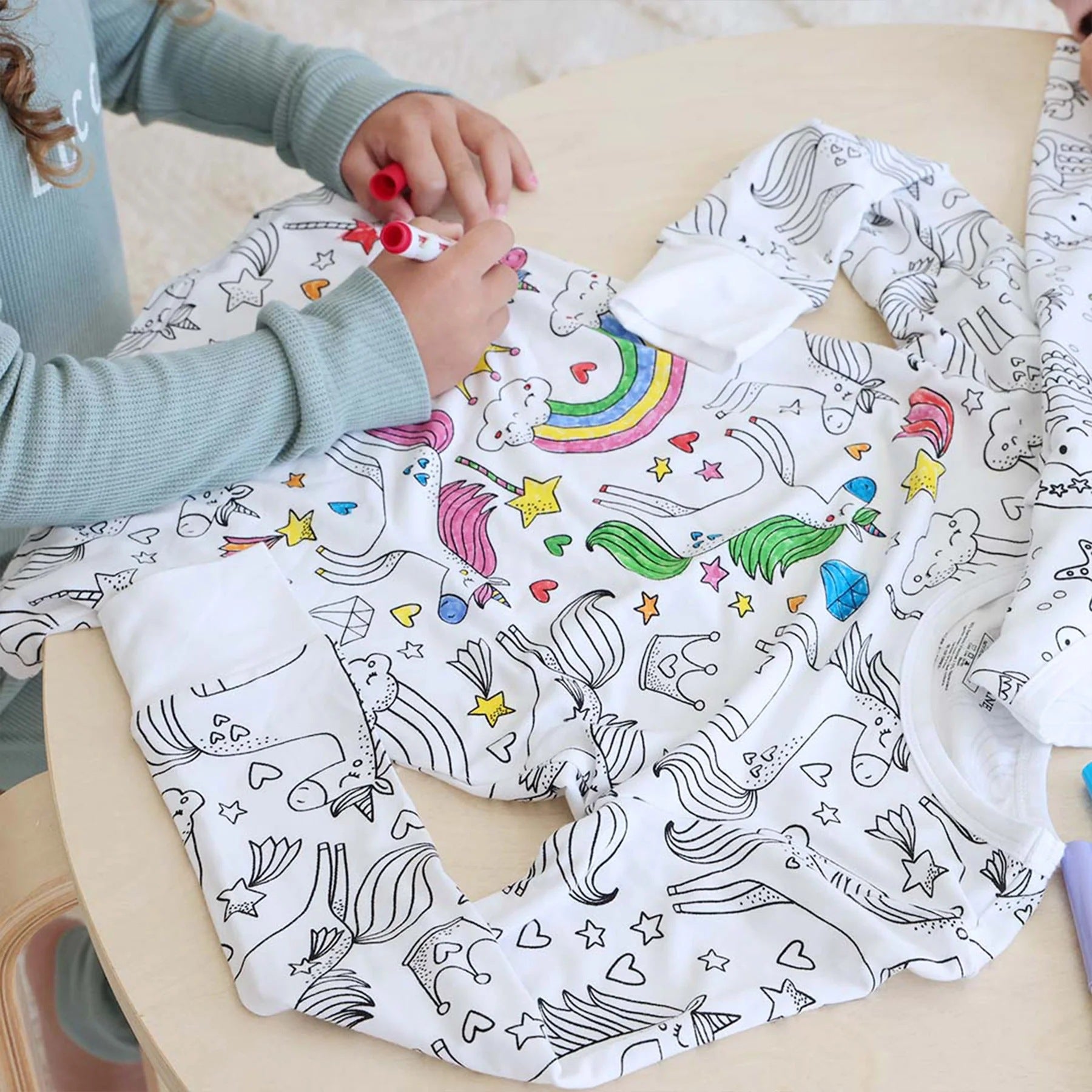 Kids' DIY Colorable Pajama Set with Marker Pen