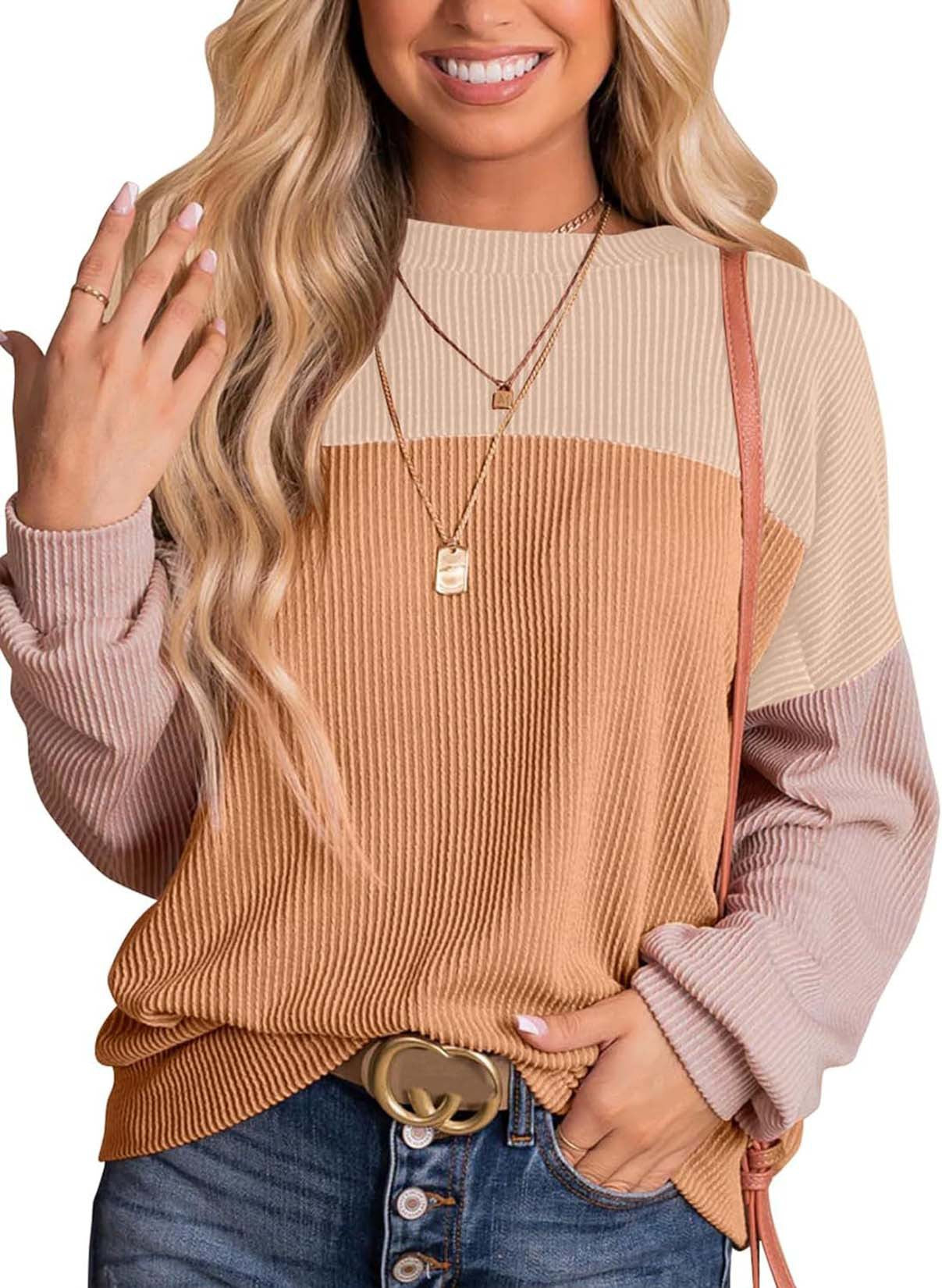 Women's Casual Color-Block Knit Sweater