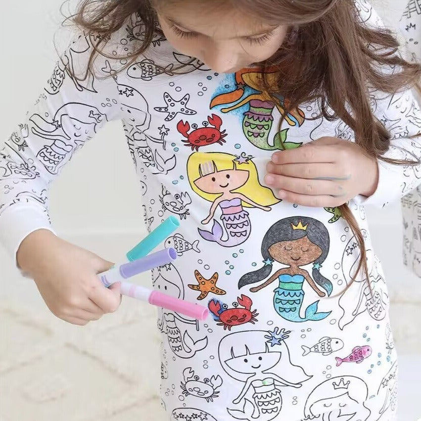Kids' DIY Colorable Pajama Set with Marker Pen