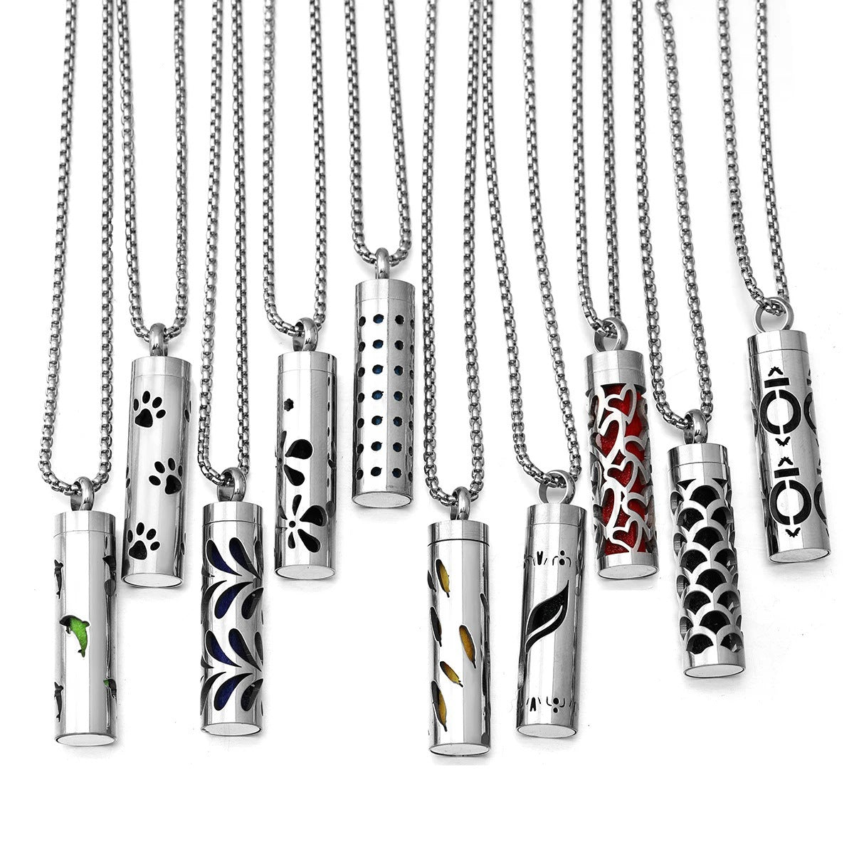 Long strip-shaped stainless steel necklace