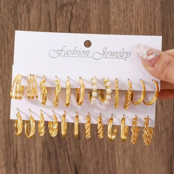 Geometric Metal Women's Earrings Set